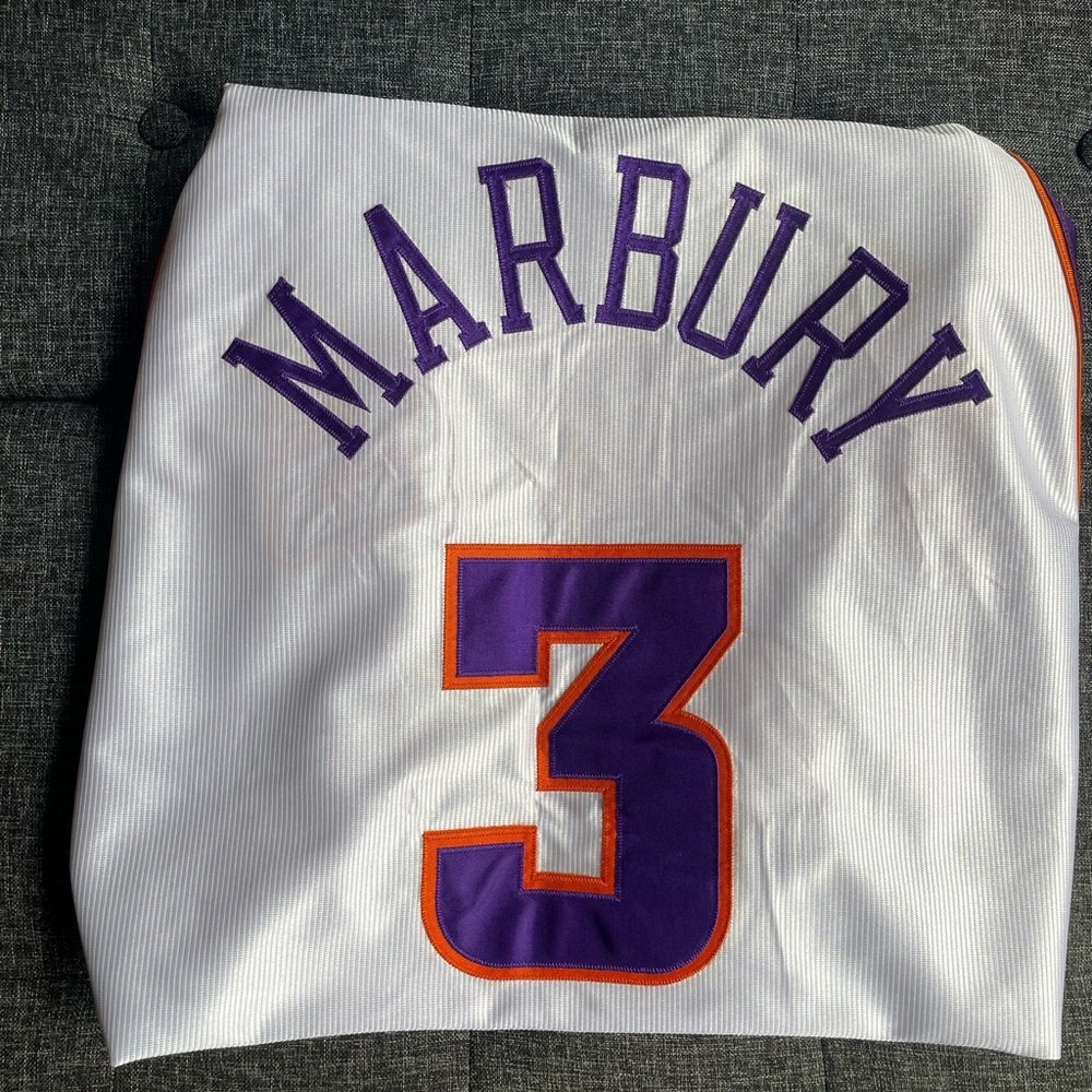 Vintage Reebok White and Purple Jersey with Orange Trim - Picture 4 of 10